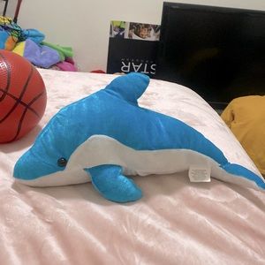 Fluffy Blue dolphin stuffed animal